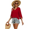 image:imageWIHOLL Womens Tops Summer Outfits 2026 V Neck Shirts Womens Blouses Dressy Casual Bell Sleeve Fashion Clothing01 Red