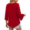image:imageWIHOLL Womens Tops Summer Outfits 2026 V Neck Shirts Womens Blouses Dressy Casual Bell Sleeve Fashion Clothing01 Red