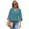 image:imageWIHOLL Womens Tops Summer Outfits 2026 V Neck Shirts Womens Blouses Dressy Casual Bell Sleeve Fashion Clothing01 Turquoise