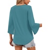 image:imageWIHOLL Womens Tops Summer Outfits 2026 V Neck Shirts Womens Blouses Dressy Casual Bell Sleeve Fashion Clothing01 Turquoise
