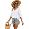 image:imageWIHOLL Womens Tops Summer Outfits 2026 V Neck Shirts Womens Blouses Dressy Casual Bell Sleeve Fashion Clothing01 White