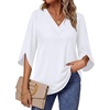 image:imageWIHOLL Womens Tops Summer Outfits 2026 V Neck Shirts Womens Blouses Dressy Casual Bell Sleeve Fashion Clothing01 White