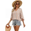 image:imageWIHOLL Womens Tops Summer Outfits 2026 V Neck Shirts Womens Blouses Dressy Casual Bell Sleeve Fashion Clothing02 Striped
