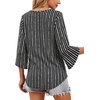 image:imageWIHOLL Womens Tops Summer Outfits 2026 V Neck Shirts Womens Blouses Dressy Casual Bell Sleeve Fashion Clothing02 Striped Black