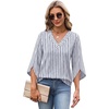 image:imageWIHOLL Womens Tops Summer Outfits 2026 V Neck Shirts Womens Blouses Dressy Casual Bell Sleeve Fashion Clothing02 Striped Blue