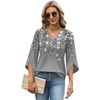 image:imageWIHOLL Womens Tops Summer Outfits 2026 V Neck Shirts Womens Blouses Dressy Casual Bell Sleeve Fashion ClothingFloral 02