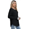 image:imageWIHOLL Womens Waffle Knit Tunic Tops Fall Long Sleeve Shirts Curved Hem  CrewneckLoose FitFashion ClothingTravel Vacation OutfitsLightweightBusiness CasualComfySoftCuteZablackgrey