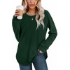 image:imageWIHOLL Womens Waffle Knit Tunic Tops Fall Long Sleeve Shirts Curved Hem  CrewneckLoose FitFashion ClothingTravel Vacation OutfitsLightweightBusiness CasualComfySoftCuteGreen