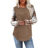 image:imageWIHOLL Womens Waffle Knit Tunic Tops Fall Long Sleeve Shirts Curved Hem  CrewneckLoose FitFashion ClothingTravel Vacation OutfitsLightweightBusiness CasualComfySoftCuteZdbrown Checkered