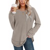 image:imageWIHOLL Womens Waffle Knit Tunic Tops Fall Long Sleeve Shirts Curved Hem  CrewneckLoose FitFashion ClothingTravel Vacation OutfitsLightweightBusiness CasualComfySoftCuteKhaki