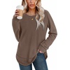 image:imageWIHOLL Womens Waffle Knit Tunic Tops Fall Long Sleeve Shirts Curved Hem  CrewneckLoose FitFashion ClothingTravel Vacation OutfitsLightweightBusiness CasualComfySoftCuteAcoffee