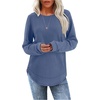 image:imageWIHOLL Womens Waffle Knit Tunic Tops Fall Long Sleeve Shirts Curved Hem  CrewneckLoose FitFashion ClothingTravel Vacation OutfitsLightweightBusiness CasualComfySoftCuteBlue