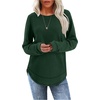 image:imageWIHOLL Womens Waffle Knit Tunic Tops Fall Long Sleeve Shirts Curved Hem  CrewneckLoose FitFashion ClothingTravel Vacation OutfitsLightweightBusiness CasualComfySoftCuteGreen