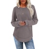 image:imageWIHOLL Womens Waffle Knit Tunic Tops Fall Long Sleeve Shirts Curved Hem  CrewneckLoose FitFashion ClothingTravel Vacation OutfitsLightweightBusiness CasualComfySoftCuteGrey