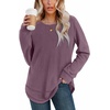 image:imageWIHOLL Womens Waffle Knit Tunic Tops Fall Long Sleeve Shirts Curved Hem  CrewneckLoose FitFashion ClothingTravel Vacation OutfitsLightweightBusiness CasualComfySoftCuteLotus Purple