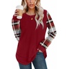 image:imageWIHOLL Womens Waffle Knit Tunic Tops Fall Long Sleeve Shirts Curved Hem  CrewneckLoose FitFashion ClothingTravel Vacation OutfitsLightweightBusiness CasualComfySoftCuteZdred Checkered