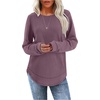 image:imageWIHOLL Womens Waffle Knit Tunic Tops Fall Long Sleeve Shirts Curved Hem  CrewneckLoose FitFashion ClothingTravel Vacation OutfitsLightweightBusiness CasualComfySoftCuteLotus Purple