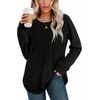 image:imageWIHOLL Womens Waffle Knit Tunic Tops Fall Long Sleeve Shirts Curved Hem  CrewneckLoose FitFashion ClothingTravel Vacation OutfitsLightweightBusiness CasualComfySoftCuteBlack
