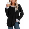 image:imageWIHOLL Womens Waffle Knit Tunic Tops Fall Long Sleeve Shirts Curved Hem  CrewneckLoose FitFashion ClothingTravel Vacation OutfitsLightweightBusiness CasualComfySoftCuteZablackgrey