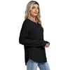 image:imageWIHOLL Womens Waffle Knit Tunic Tops Fall Long Sleeve Shirts Curved Hem  CrewneckLoose FitFashion ClothingTravel Vacation OutfitsLightweightBusiness CasualComfySoftCuteBlack