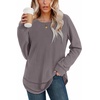 image:imageWIHOLL Womens Waffle Knit Tunic Tops Fall Long Sleeve Shirts Curved Hem  CrewneckLoose FitFashion ClothingTravel Vacation OutfitsLightweightBusiness CasualComfySoftCuteGrey