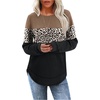 image:imageWIHOLL Womens Waffle Knit Tunic Tops Fall Long Sleeve Shirts Curved Hem  CrewneckLoose FitFashion ClothingTravel Vacation OutfitsLightweightBusiness CasualComfySoftCuteZcbrownleopardblack