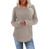 image:imageWIHOLL Womens Waffle Knit Tunic Tops Fall Long Sleeve Shirts Curved Hem  CrewneckLoose FitFashion ClothingTravel Vacation OutfitsLightweightBusiness CasualComfySoftCuteKhaki