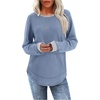 image:imageWIHOLL Womens Waffle Knit Tunic Tops Fall Long Sleeve Shirts Curved Hem  CrewneckLoose FitFashion ClothingTravel Vacation OutfitsLightweightBusiness CasualComfySoftCuteZabluegrey