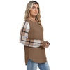 image:imageWIHOLL Womens Waffle Knit Tunic Tops Fall Long Sleeve Shirts Curved Hem  CrewneckLoose FitFashion ClothingTravel Vacation OutfitsLightweightBusiness CasualComfySoftCuteZdbrown Checkered