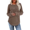 image:imageWIHOLL Womens Waffle Knit Tunic Tops Fall Long Sleeve Shirts Curved Hem  CrewneckLoose FitFashion ClothingTravel Vacation OutfitsLightweightBusiness CasualComfySoftCuteAcoffee