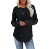 image:imageWIHOLL Womens Waffle Knit Tunic Tops Fall Long Sleeve Shirts Curved Hem  CrewneckLoose FitFashion ClothingTravel Vacation OutfitsLightweightBusiness CasualComfySoftCuteBlack