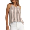 image:imageWlHOLL Womens Pleated Tank Tops Spaghetti Strap Camisole Halter Tops Curved Hem Fashion 2026Kbrown Stripes