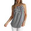 image:imageWlHOLL Womens Pleated Tank Tops Spaghetti Strap Camisole Halter Tops Curved Hem Fashion 2026Kfloral Grey