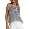 image:imageWlHOLL Womens Pleated Tank Tops Spaghetti Strap Camisole Halter Tops Curved Hem Fashion 2026Kfloral Grey