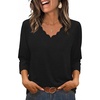 image:imageWIHOLL 34 Length Sleeve Womens Tops Dressy Casual Blouses V Neck Shirts Summer Clothes Early Fall Fashion OutfitsBlack