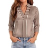 image:imageWIHOLL 34 Length Sleeve Womens Tops Dressy V Neck Collared Shirts Business Casual Work Blouses Summer Vacation Outfits 20261brown Stripes