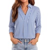 image:imageWIHOLL 34 Length Sleeve Womens Tops Dressy V Neck Collared Shirts Business Casual Work Blouses Summer Vacation Outfits 20262blue Stripes