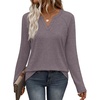 image:imageWIHOLL Long Sleeve Shirts for Women Color Block Raglan Tops Fall FashionMocha Grey Purple