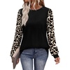 image:imageWIHOLL Long Sleeve Shirts for Women Fall Fashion Tops Trendy Color Block  Winter Clothing 2026 Lightweight Soft Loose Fit Business CasualLeopard Black