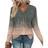 image:imageWIHOLL Long Sleeve Shirts for Women V Neck Casual Tops V Neck Fall Clothes 2025 FashionB  Tiedye Coral