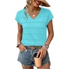 image:imageWIHOLL Short Sleeve Sweater for Women V Neck Trendy Summer Tops 2026 Spring Fashion Clothing Business Casual OutfitsAqua