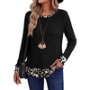 image:imageWIHOLL Womens Long Sleeve Shirts Lightweight Sweaters Tunic Tops Fall Outfits 2026 Color Block Fashion ClothingBlack  Leopard Print