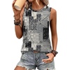 image:imageWIHOLL Womens Sleeveless Summer Crewneck Loose Fit Tank TopsGraphic Plaid Grey