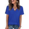 image:imageWIHOLL Womens Summer Tops Short Sleeve Basic Casual V Neck T Shirts Trendy Fashion 2026Blue