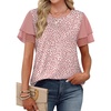 image:imageWIHOLL Womens Summer Tops Trendy Ruffle Sleeve Shirts Casual Chiffon Blouses Beach Vacation ClothesPink Leopard