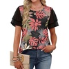 image:imageWIHOLL Womens Summer Tops Trendy Ruffle Sleeve Shirts Casual Chiffon Blouses Beach Vacation ClothesTropical Floral