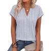 image:imageWIHOLL Womens Summer Tops V Neck T Shirts Cap Sleeve Business Casual Outfits Loose Fit Beach Vacation Clothes Basic TeesGrey Blue Stripe