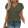 image:imageWIHOLL Womens Tops Dressy Casual Petal Sleeve Summer Spring Short Sleeve V Neck Shirts Work Business Vacation Clothes 2026Army Green