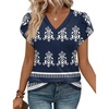 image:imageWIHOLL Womens Tops Dressy Casual Petal Sleeve Summer Spring Short Sleeve V Neck Shirts Work Business Vacation Clothes 2026Boho Blue
