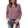 image:imageWIHOLL Womens Tops Long Sleeve Shirts Fall Clothing Winter Outfits 2026  Crewneck Cozy and Warm Color Block Sweaters for Teacher School Work Travel Cruise EssentialsPurple2